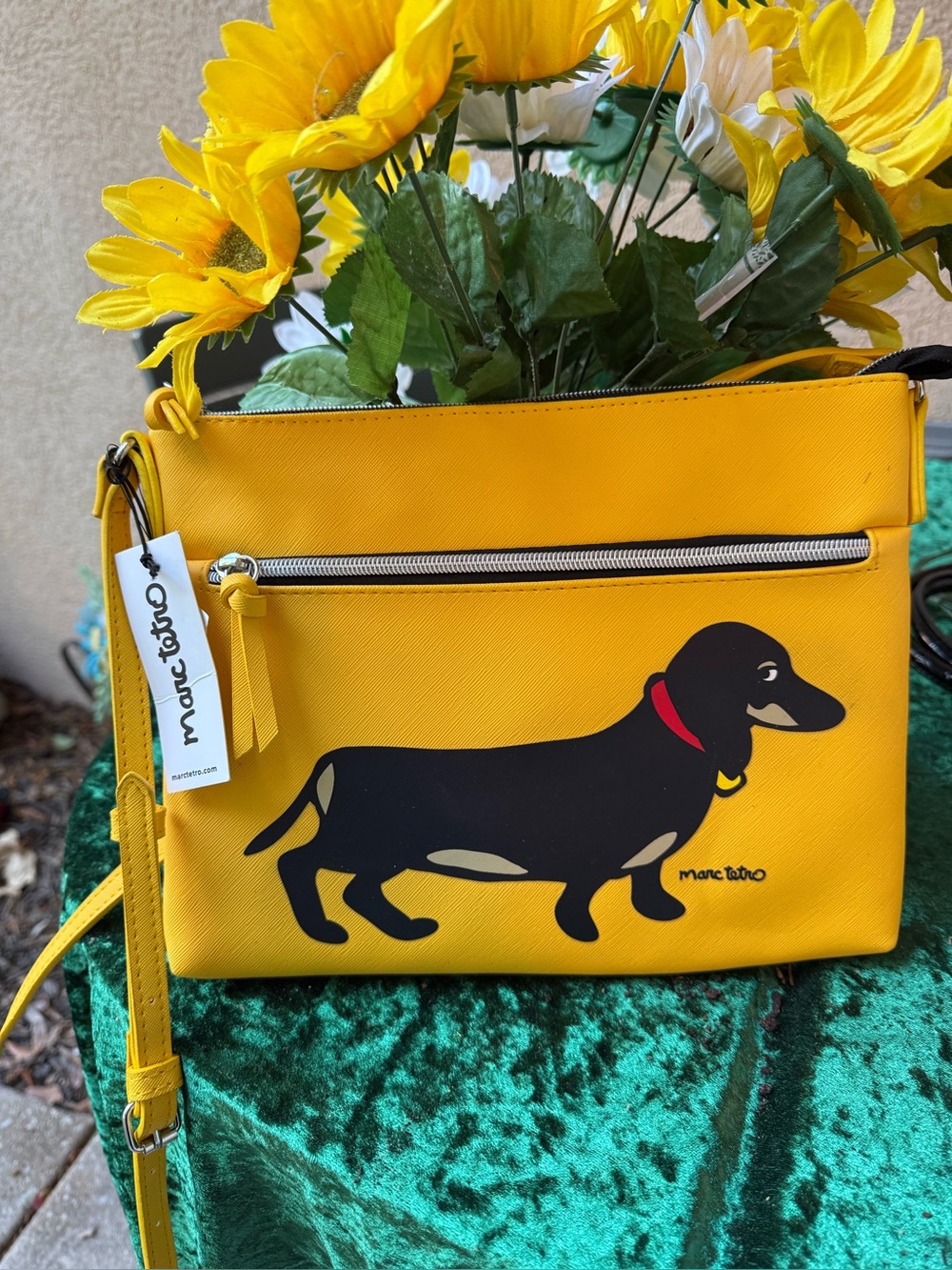 Marc Tetro Yellow Dachshund Crossbody Bag for Dogs Lovers